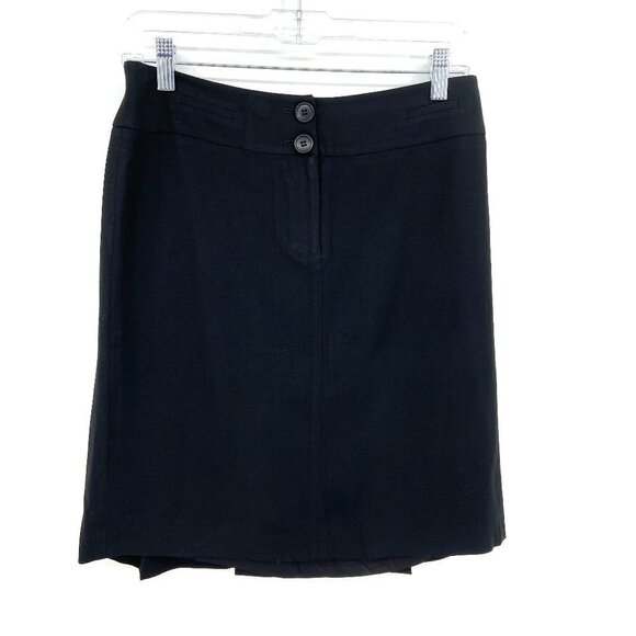 LOFT Dresses & Skirts - ANN TAYLOR LOFT Black Wool Blend Straight Pleated Back Skirt Size 2